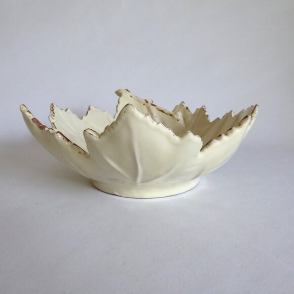 NEW CRATE & BARREL CERAMICHE MADE IN ITALY CERAMIC LEAF SHAPED BOWL PLATE SET - Picture 8 of 12